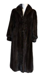 Long Mink Coat, THOMAS MCELROY: 24"sleeve, 48" shoulder to hem, 20" W