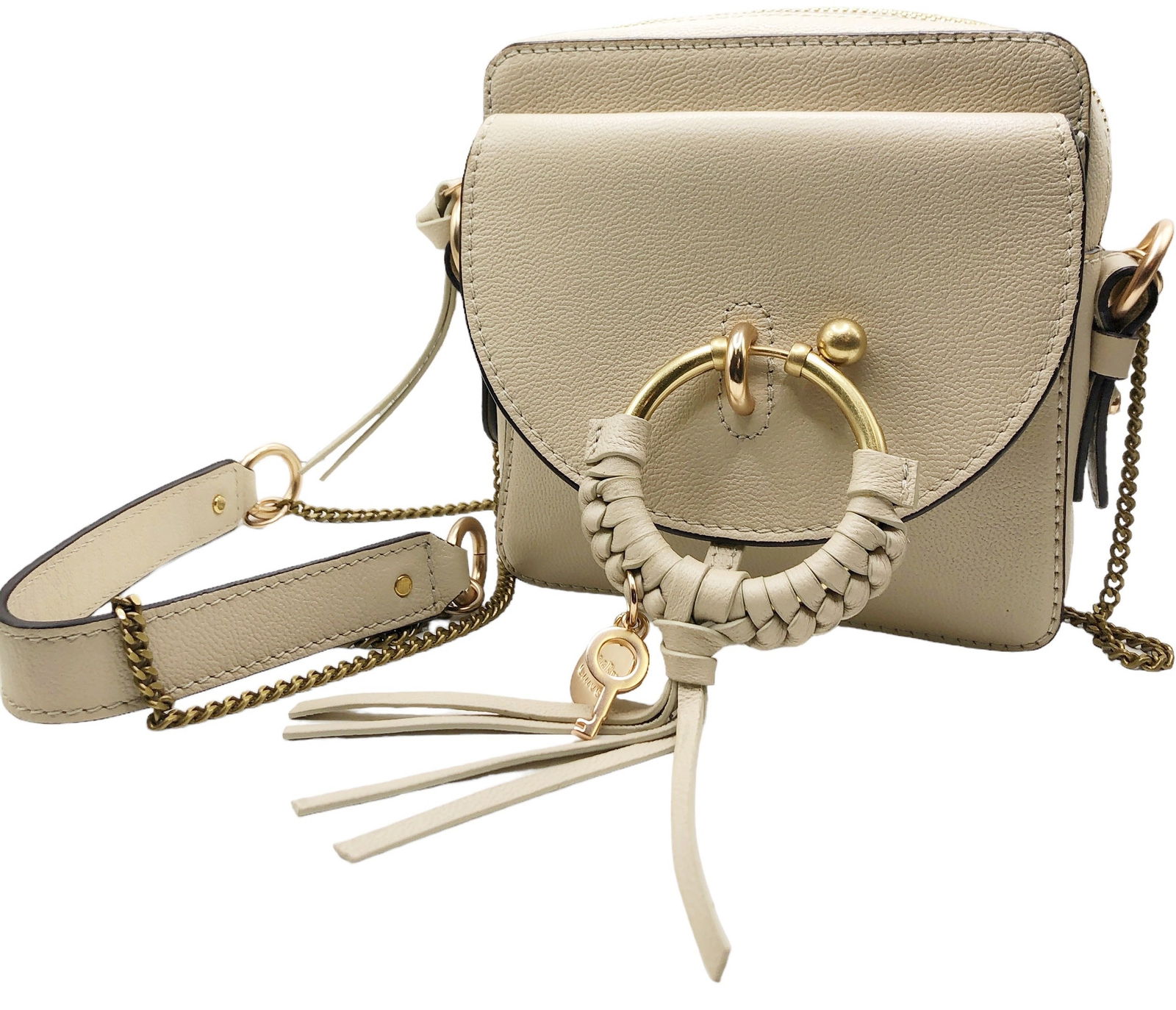 SEE by CHLOE Leather Joan Camera Bag: Purse itself is 6" H x 6" W, strap measures 22" L