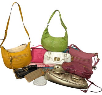Collection (15) Contemporary Leather and Flapper Bags MARC JACOBS, RALPH LAUREN, JUICY COUTURE,: Largest bag measures 9.25" H x 14.5" W