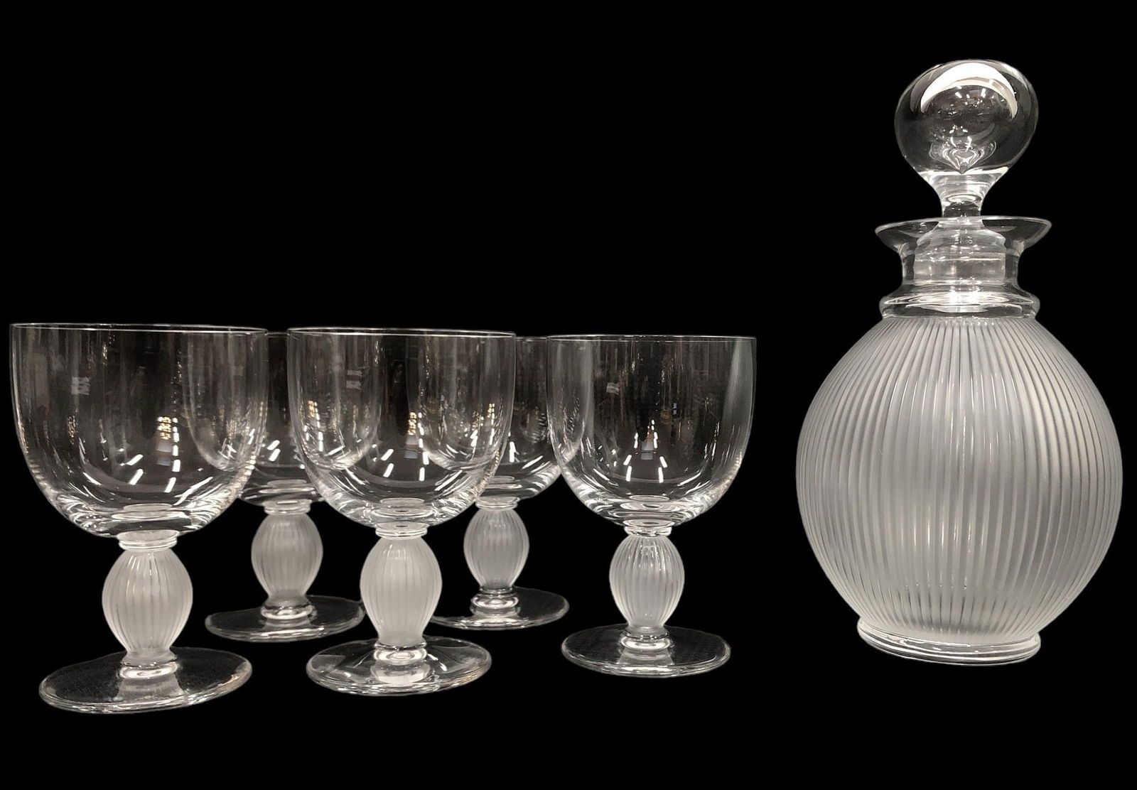 LALIQUE "Langeais" Crystal Stemware Glasses & Decanter (1 of 5)