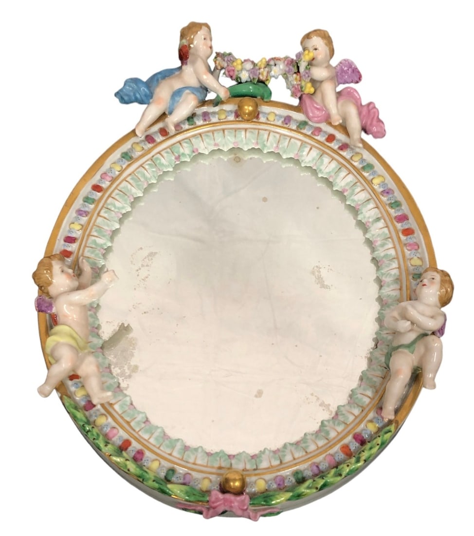 Hand Painted Porcelain Cherub Mirror (1 of 5)