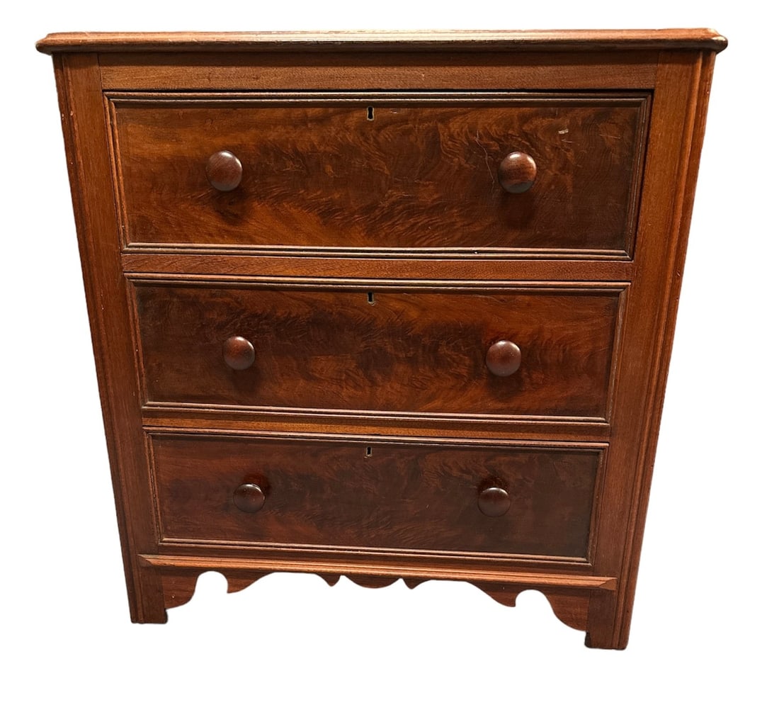 Antique Walnut 3 Drawer Chest (1 of 4)