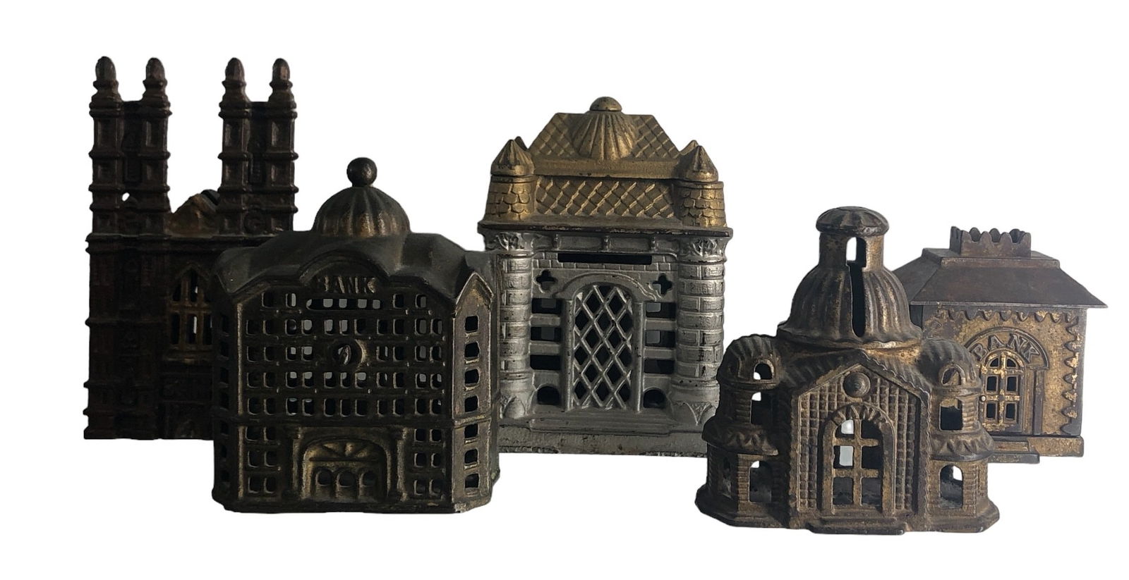 (5) Vintage Cast Iron Banks, Westminster, Four Tower (1 of 6)