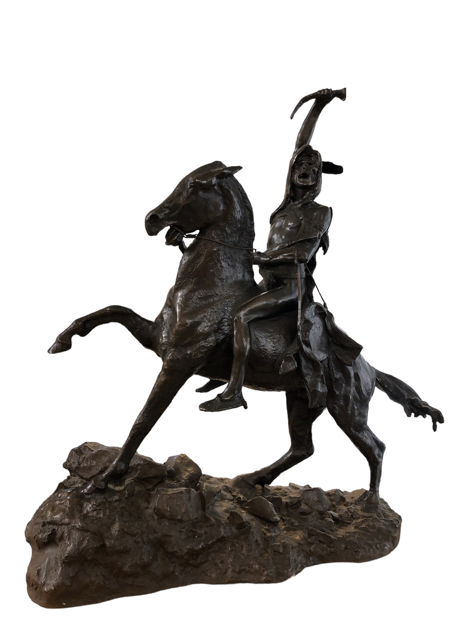"The Scalp" Bronze Statue After FREDERIC REMINGTON: 22.5" H x 9.5" W x 20" D