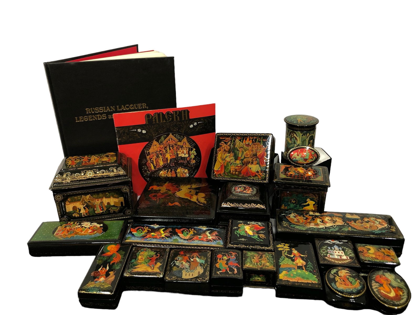 Large Collection Russian Lacquer Folk Art Boxes (1 of 7)