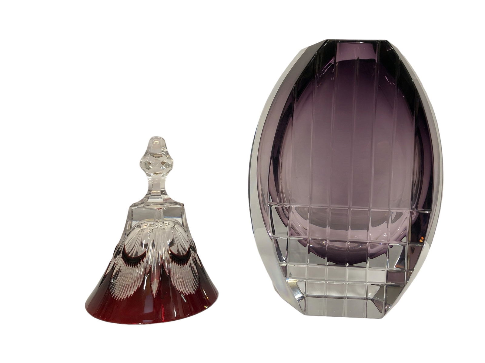 BACCARAT Modernist Vase and Ruby Crystal Bell (1 of 6)