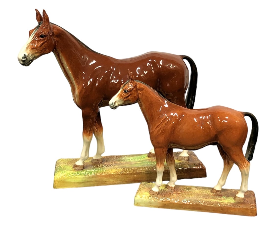 2 ROYAL DOULTON "Merely A Minor" Horse Statues: large is 9in H, 8in W, 2in D, 6.5 in H, 5in W, 1.75in D