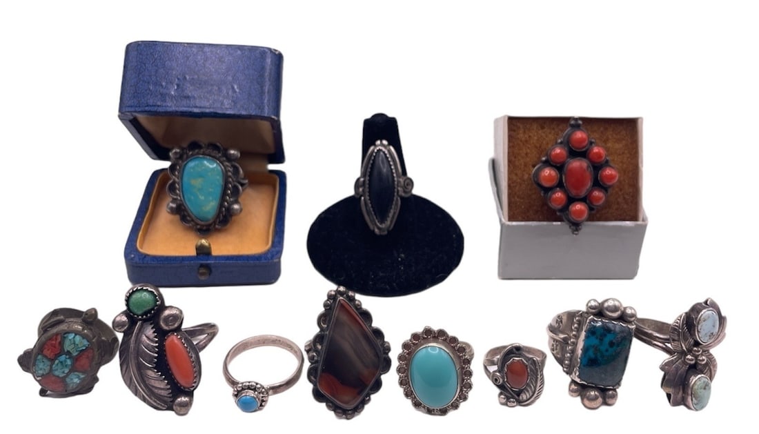 Collection Sterling Silver, Turquoise, Coral Rings (1 of 7)