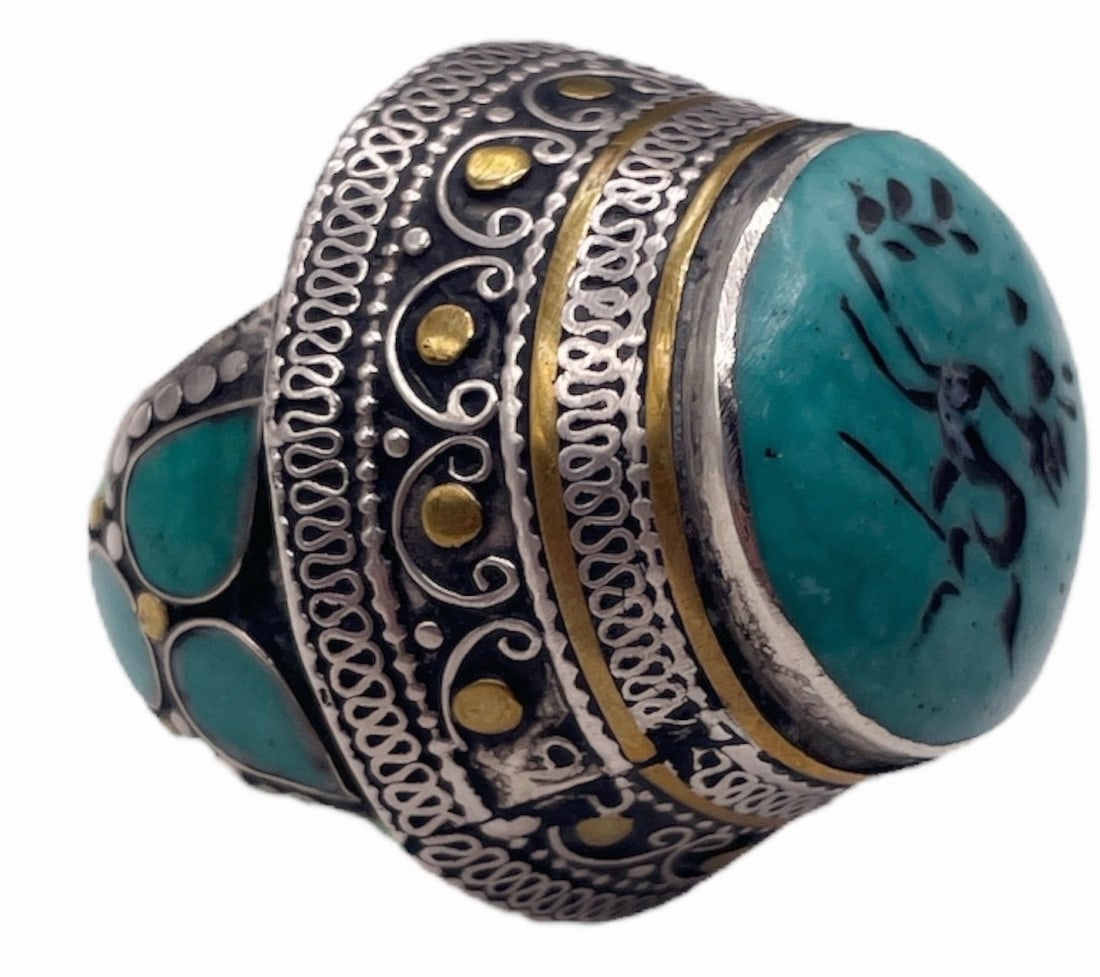 Large Men's Sterling Silver Turquoise Ring (1 of 6)