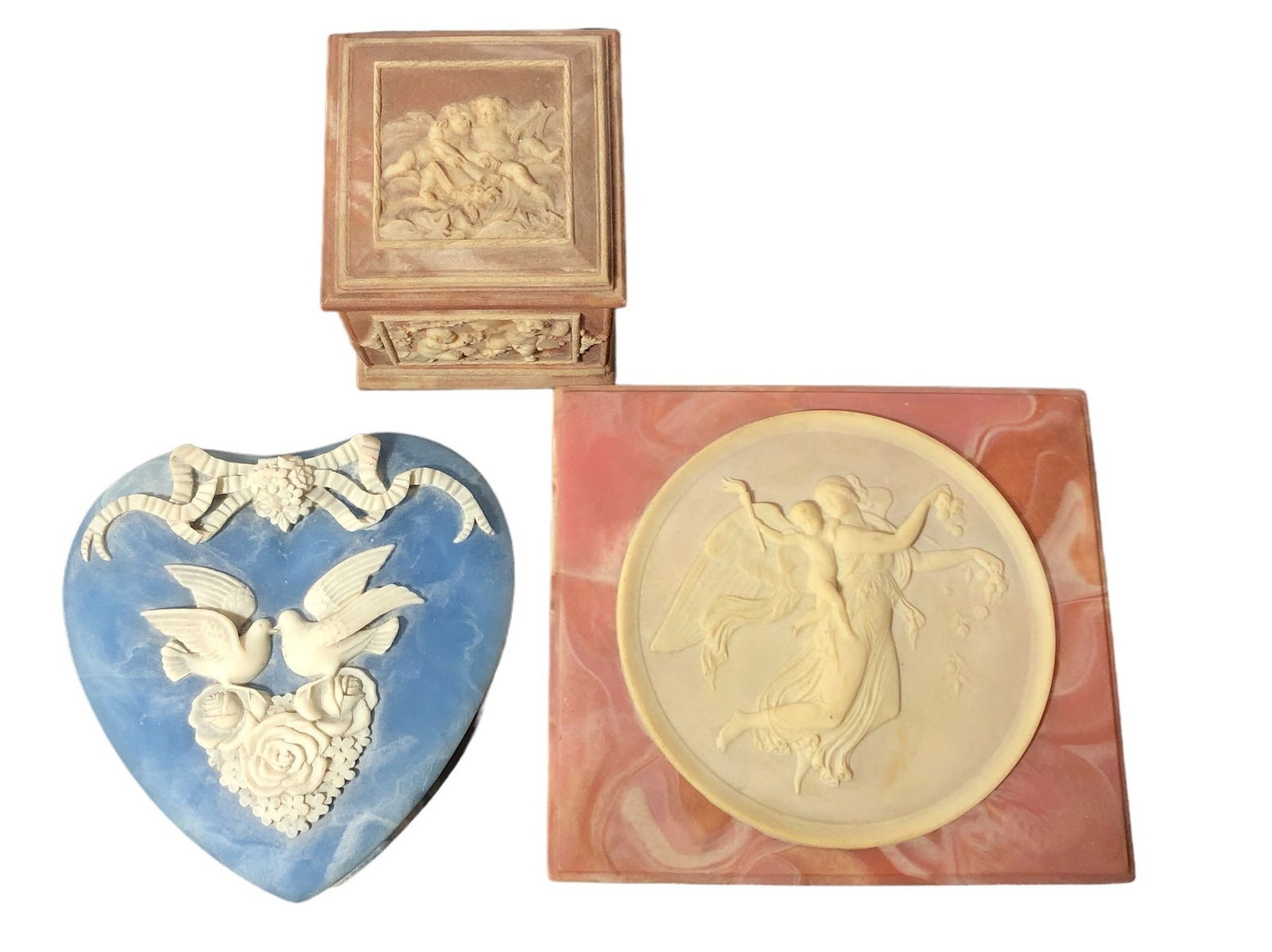 Three Vintage Genuine Incolay Stone Jewelry & Music Boxes (1 of 7)