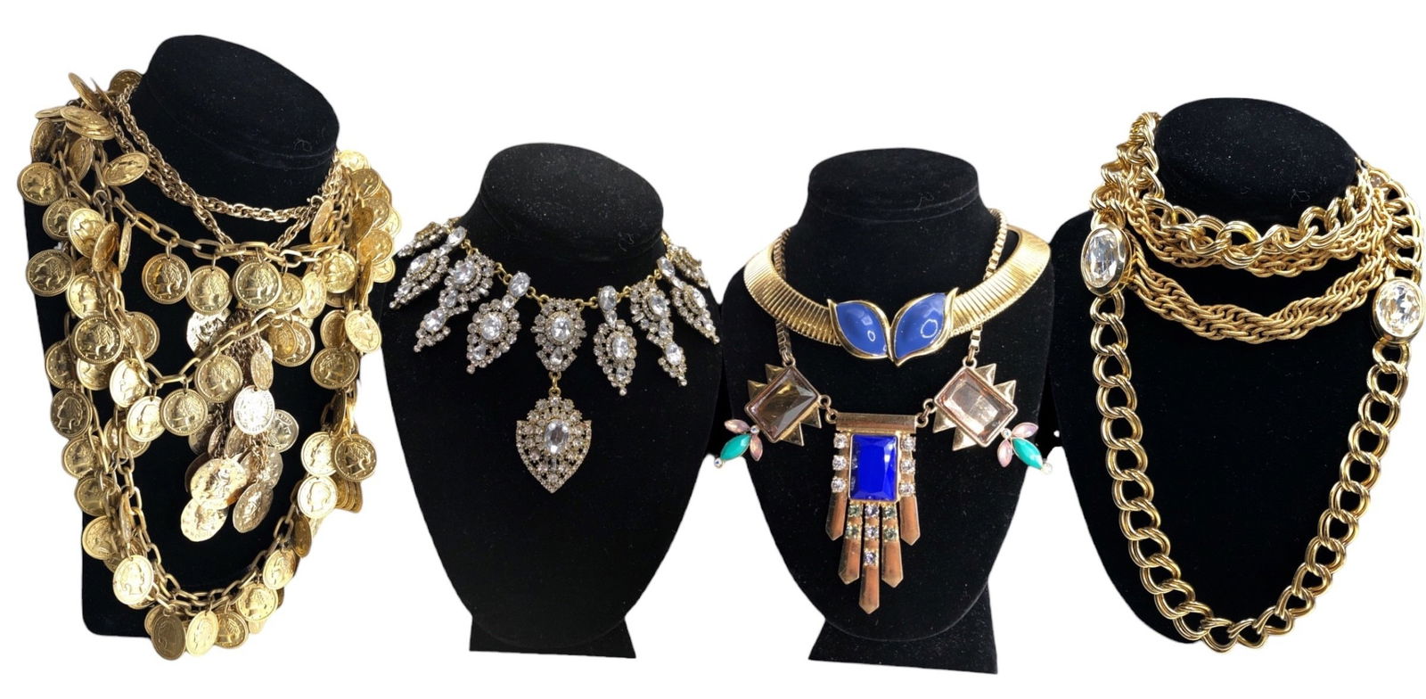 Collection Gold Tone Rhinestone Costume Statement Necklaces (1 of 6)