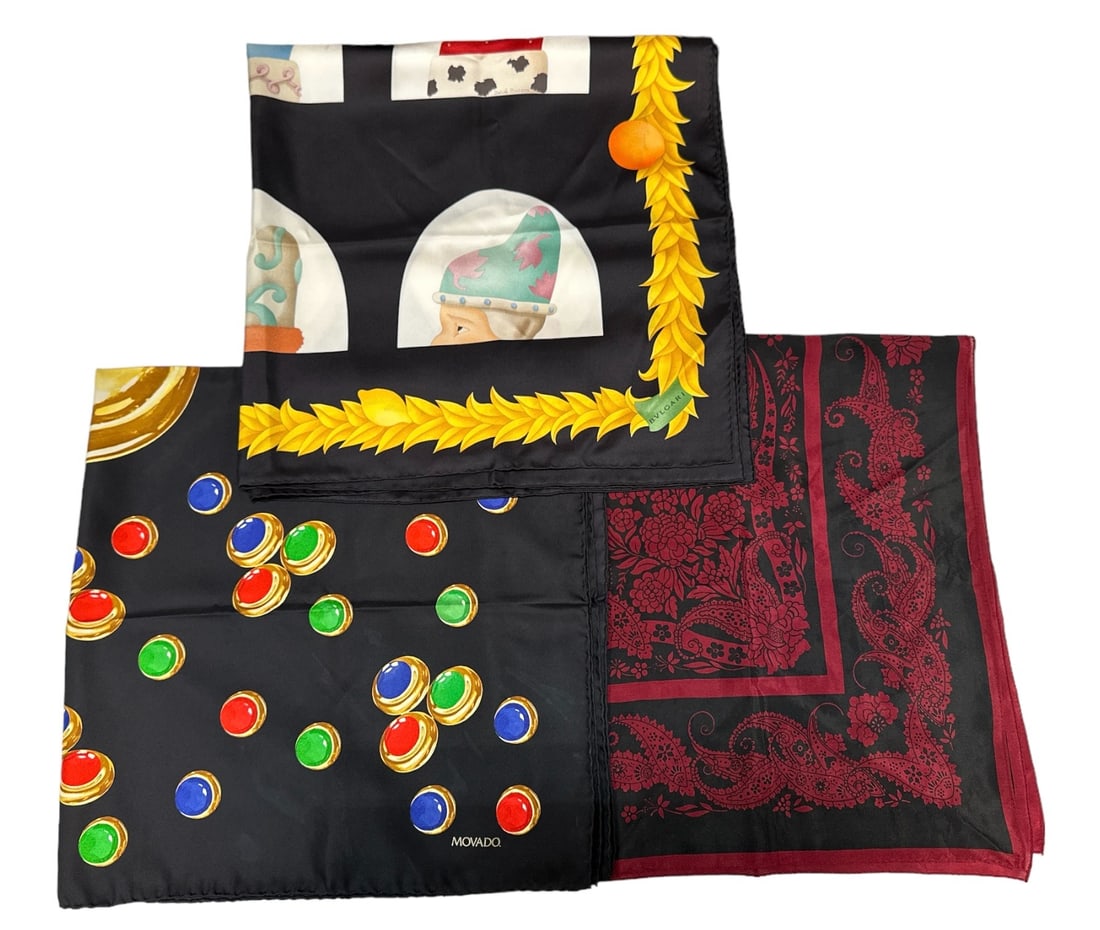 Collection Designer Silk Scarves BULGARI, MOVADO, ADRIENNE VITTADINI (1 of 6)