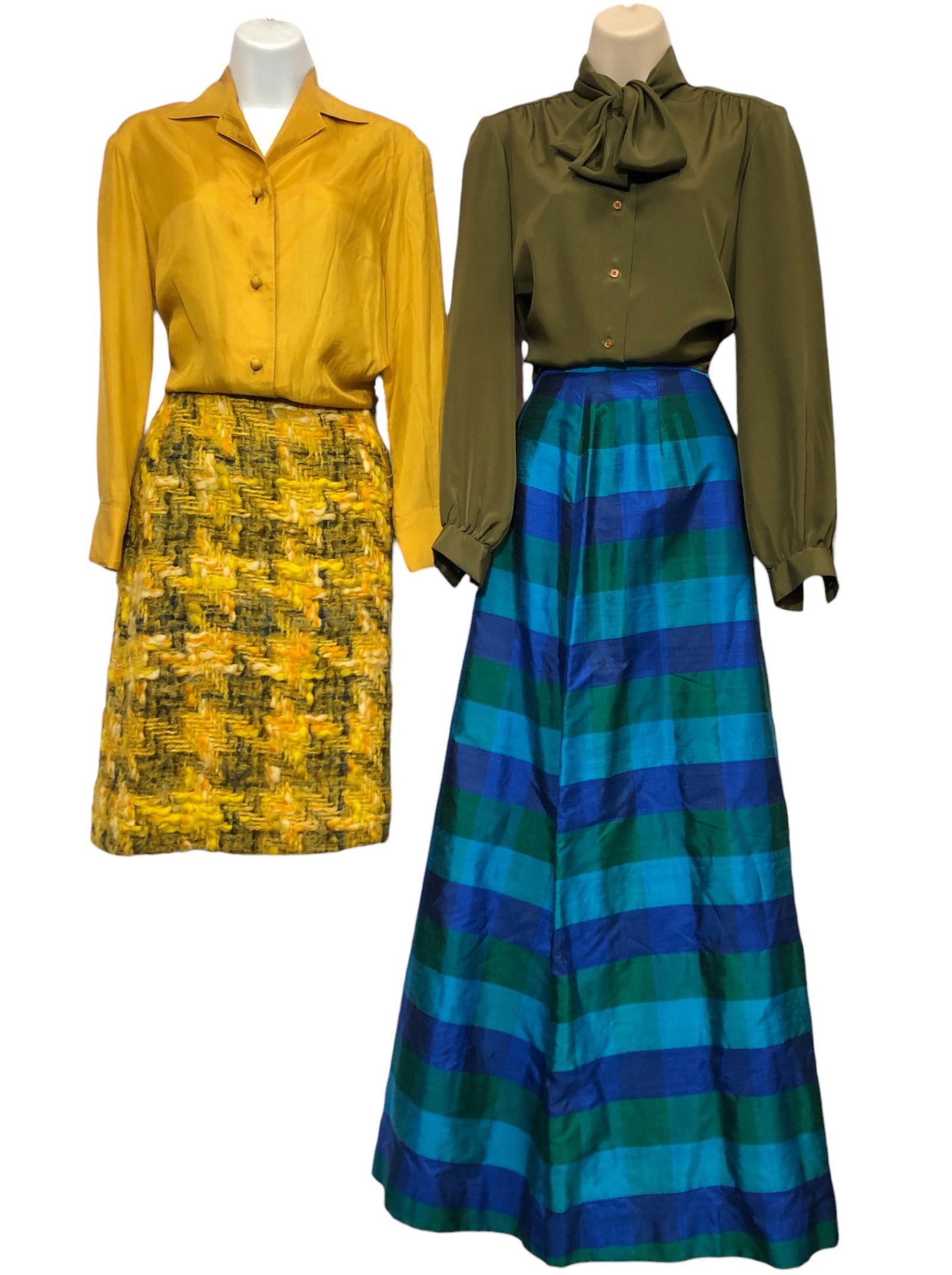 Vintage 1970s Silk Shirts and Textured Skirts, SAKS FIFTH AVE, MARSHALL FIELDS (1 of 9)