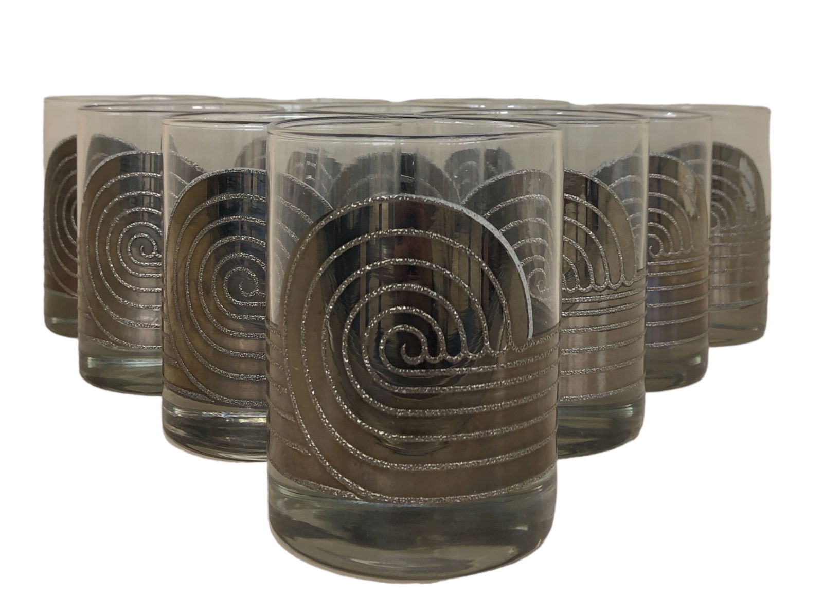Mid Century Geometric Op Art Glasses, Set of 10 (1 of 6)