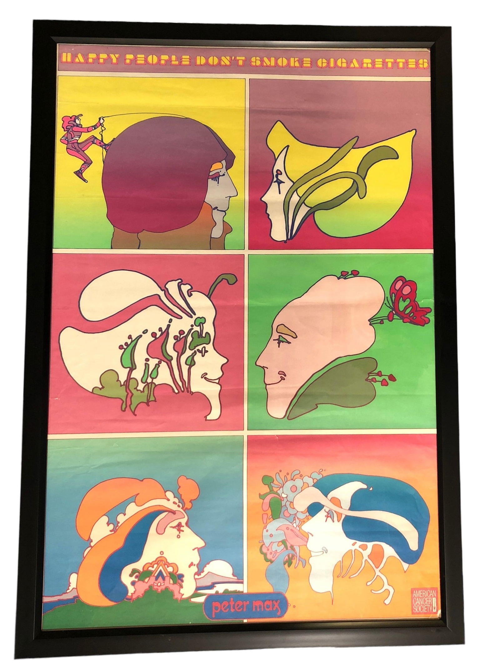 1970s PETER MAX "Happy People Don't Smoke Cigarettes" Poster (1 of 6)
