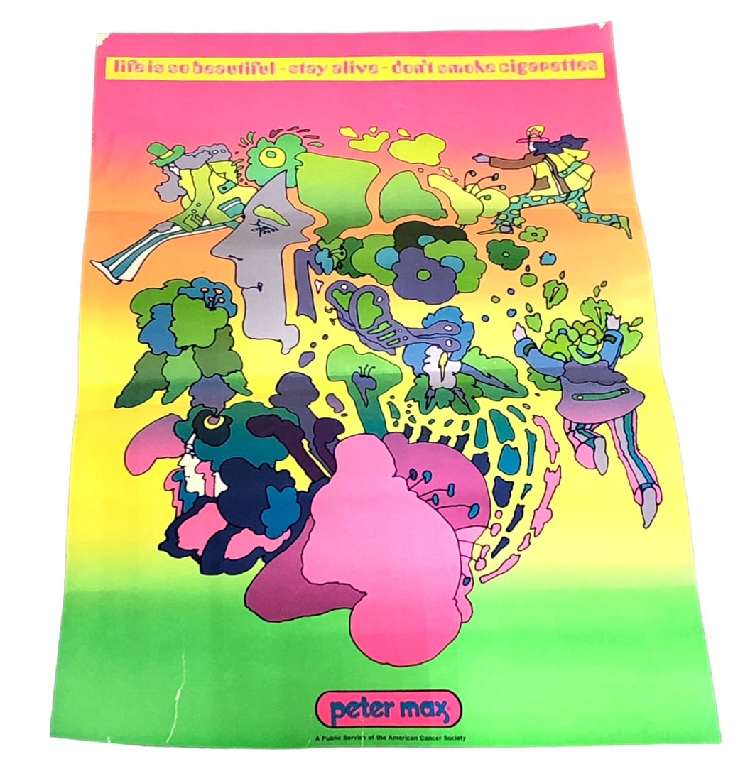1970s PETER MAX "Life Is So Beautiful..." Anti-Smoking Poster (1 of 6)
