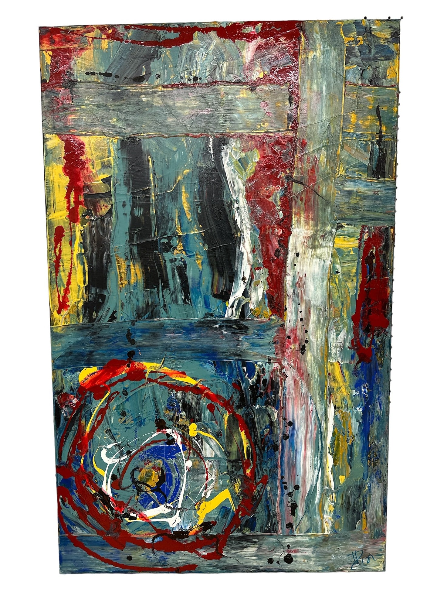 Mid Century Signed Abstract Oil on Canvas (1 of 4)