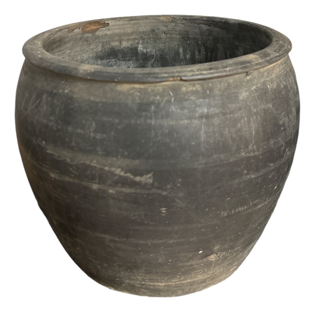 Vintage Wine Vessel: 12" H x 12" diameter x 10" diameter opening