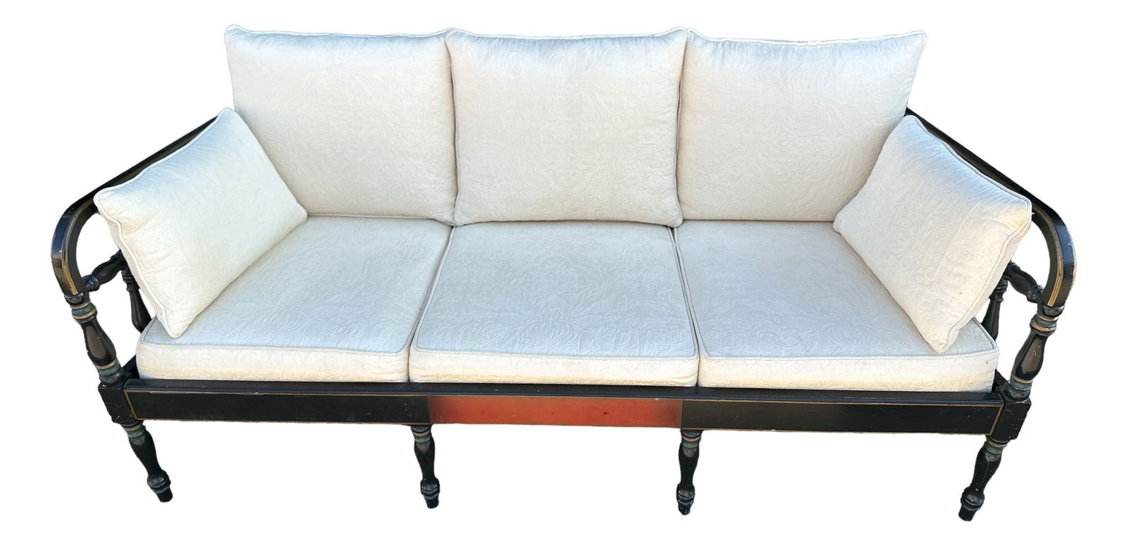 1930's Cottage Wood Sofa: 32" H to back x 16" h to seat x 64" L x 28" D