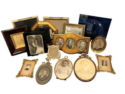 Collection Victorian &  Art Deco Picture Frames, Mirrors Etc: Largest frame measures 12" x 10" with an oval picture space; Plaques range in size; Mirrors range in size and shapes