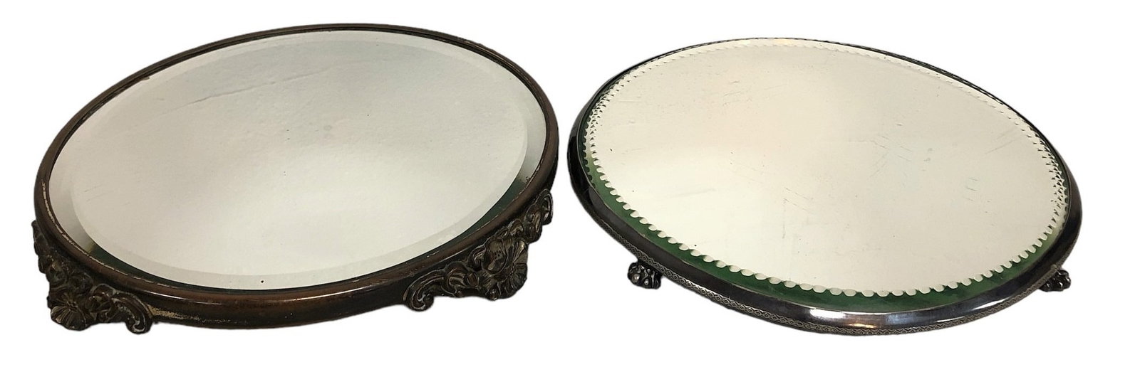 Two Ornate Victorian Footed Mirror Plateau (1 of 4)