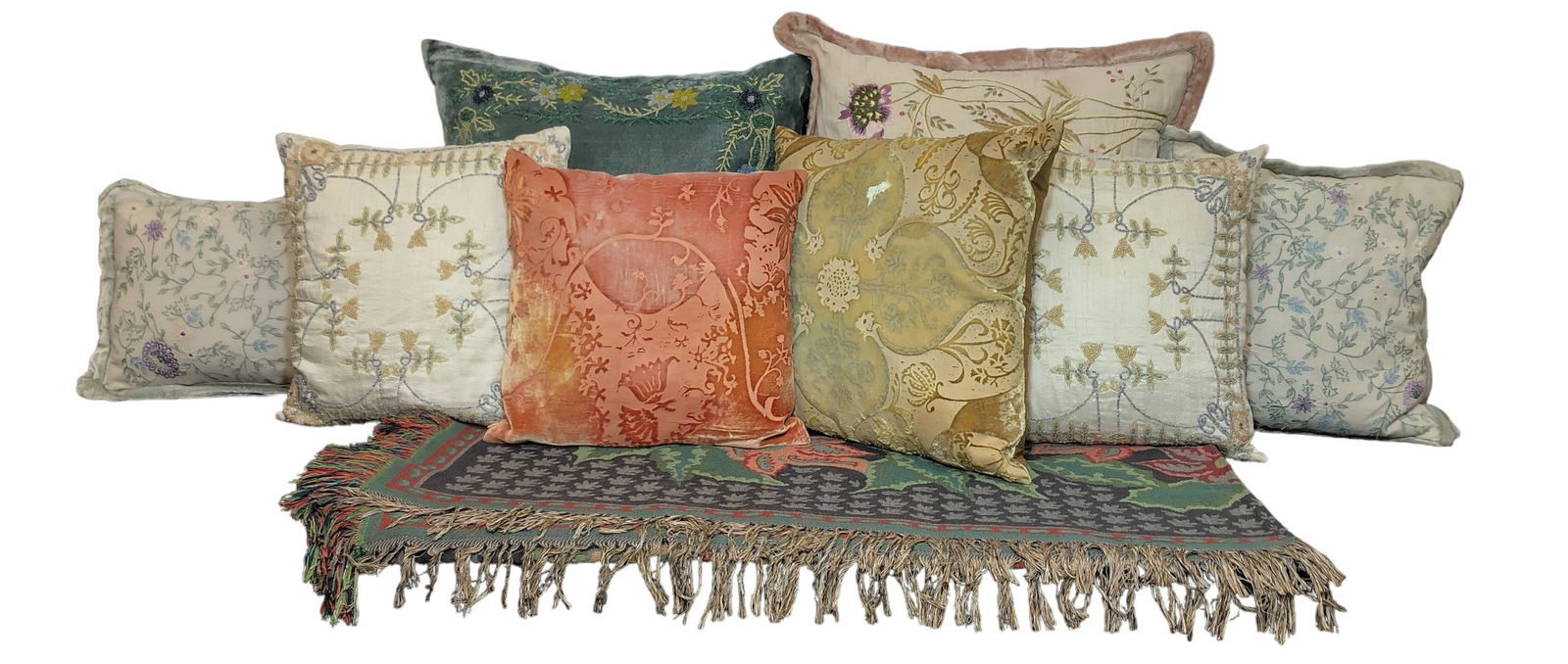 Assorted Velvet, Beaded Throw Pillows (1 of 6)