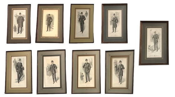 Assorted 1800s "American Fashion" Lithographs: All frames vary slightly in sizing, the largest frame is 24" H x 16.25" W. Includes American Fashion lithographs and others.