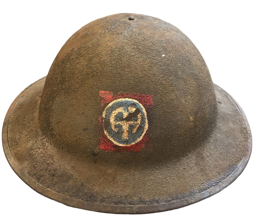 WWI American 82nd Infantry Helmet: 4" H x 12.5" W x 11.25" D