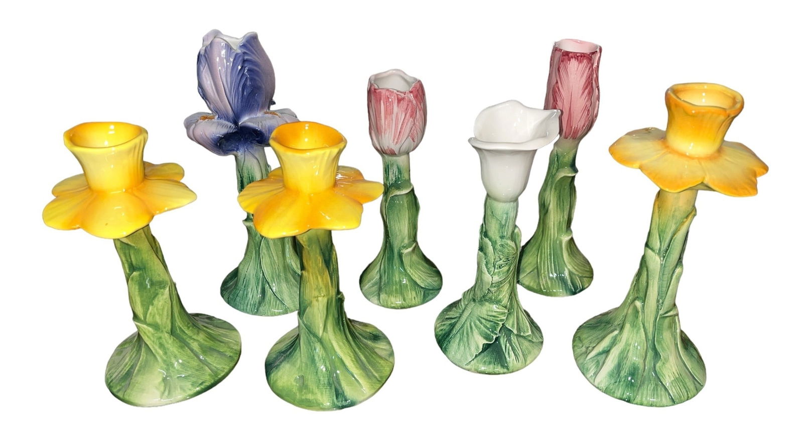 (7) Italian ANCORA Ceramic Floral Candlestick Holders (1 of 7)