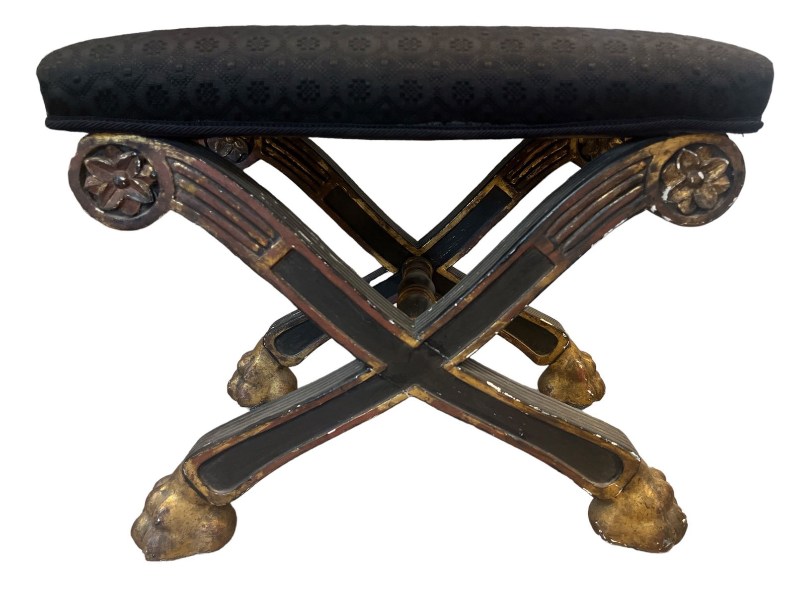 DENNIS & LEEN Wood Carved Clawfoot "X" Bench (1 of 5)