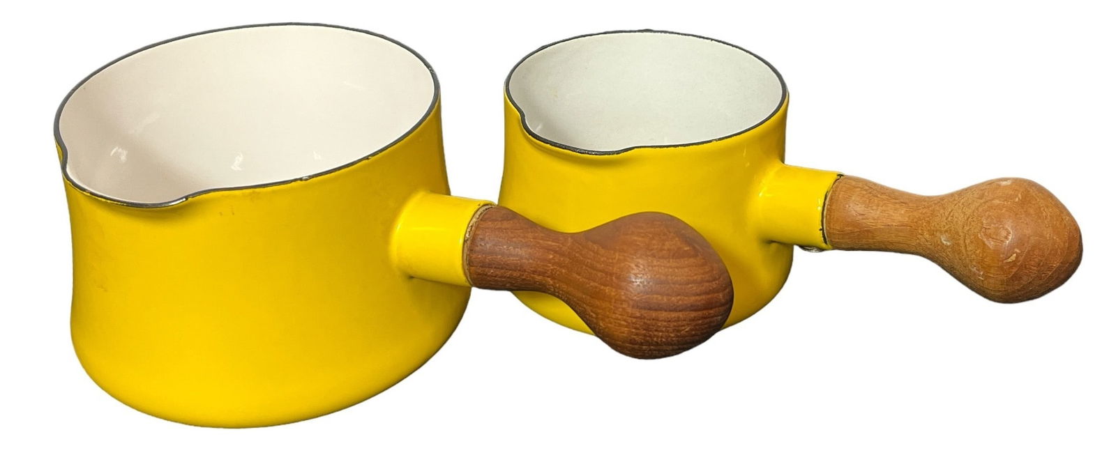 Two Vintage Mid Century DANSK Yellow Kobenstyle Enamelware Saucepans (1 of 5)