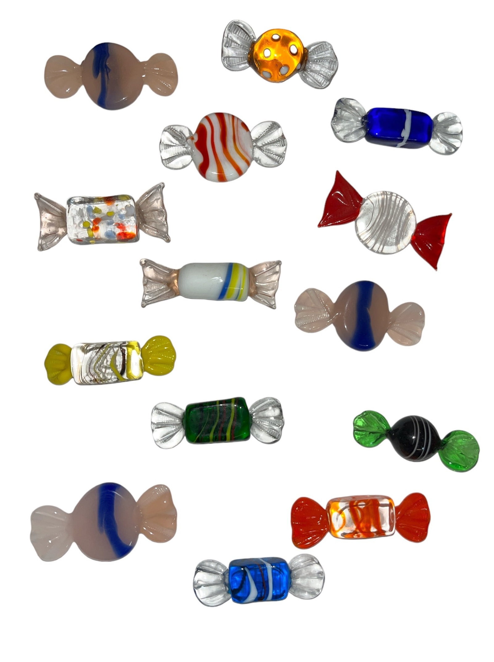 14pc. MURANO Art Glass Candy: Largest piece measures 2.5" H x 1.25" W