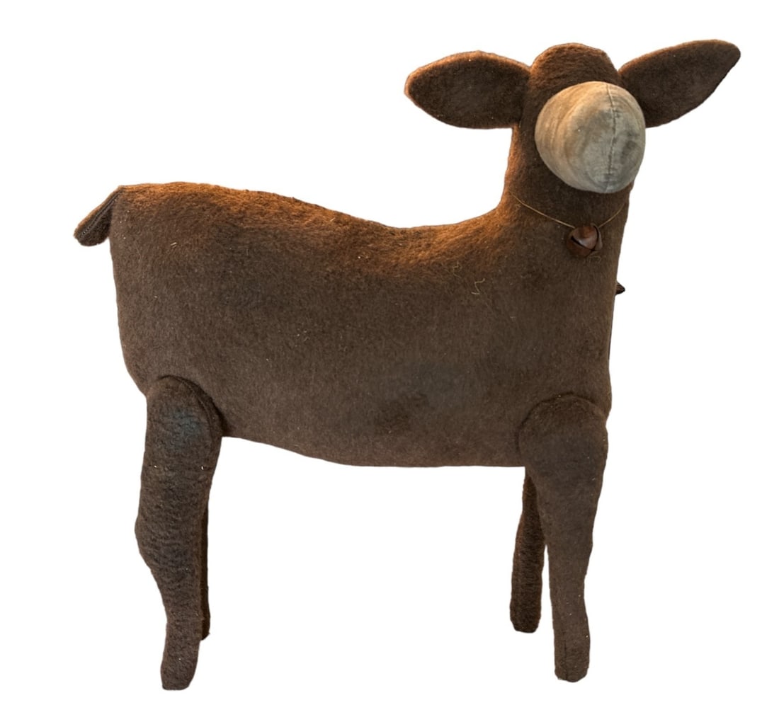 Folk Art Stuffed Lamb: 26" H x 19" x 8"