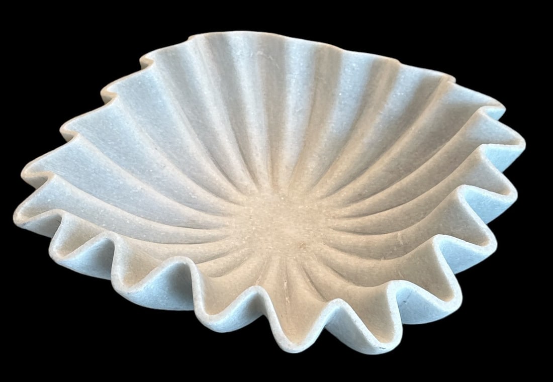 Marble Handkerchief Bowl: 4" H x 13.5" diameter