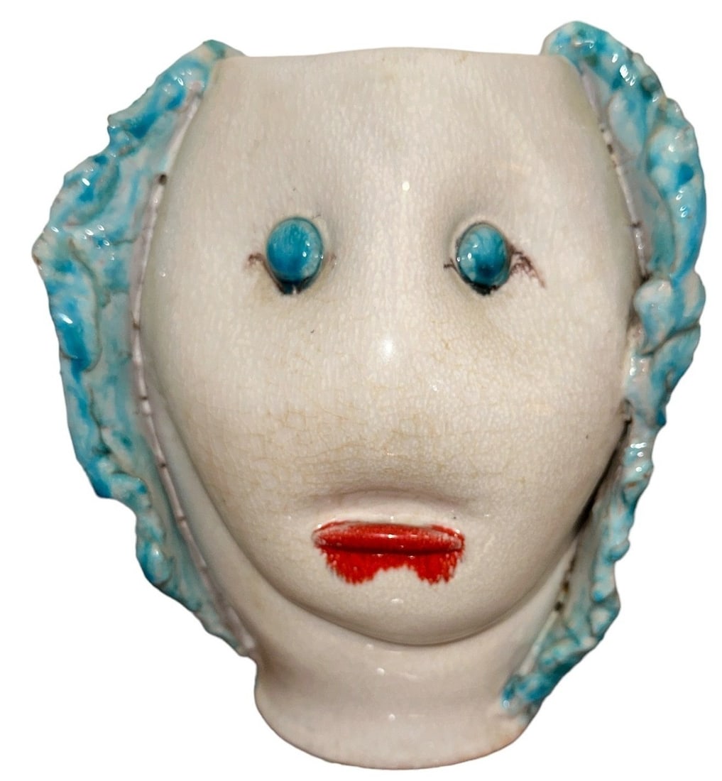 Mid Century Italian Head Vase, Red Lips (1 of 6)