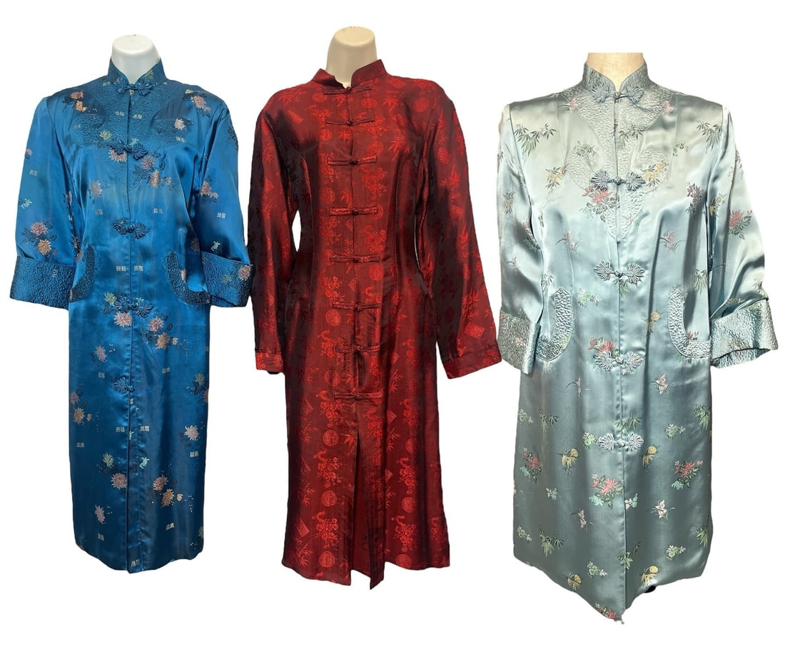 Three Vintage Japanese Silk Embroidered Dresses (1 of 10)