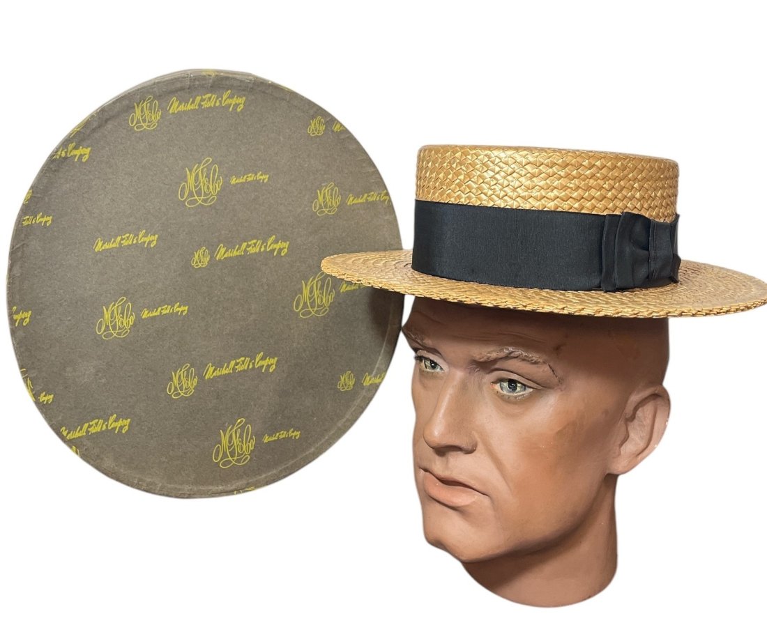 1890's-1902's DOBBS MARSHALL FIELD & CO Straw Boater Mens: Size 7 1/8