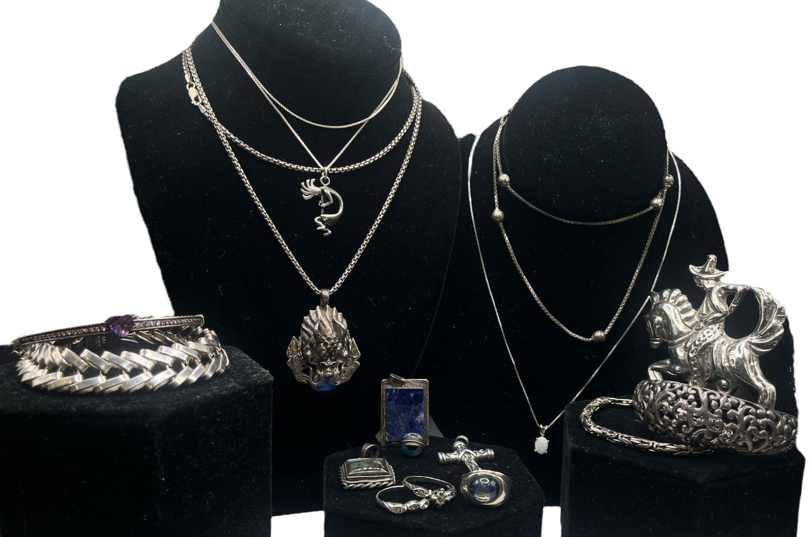 Collection Mostly Sterling Silver, Mexican Sterling, 14k White Gold Vintage Jewelry (1 of 14)