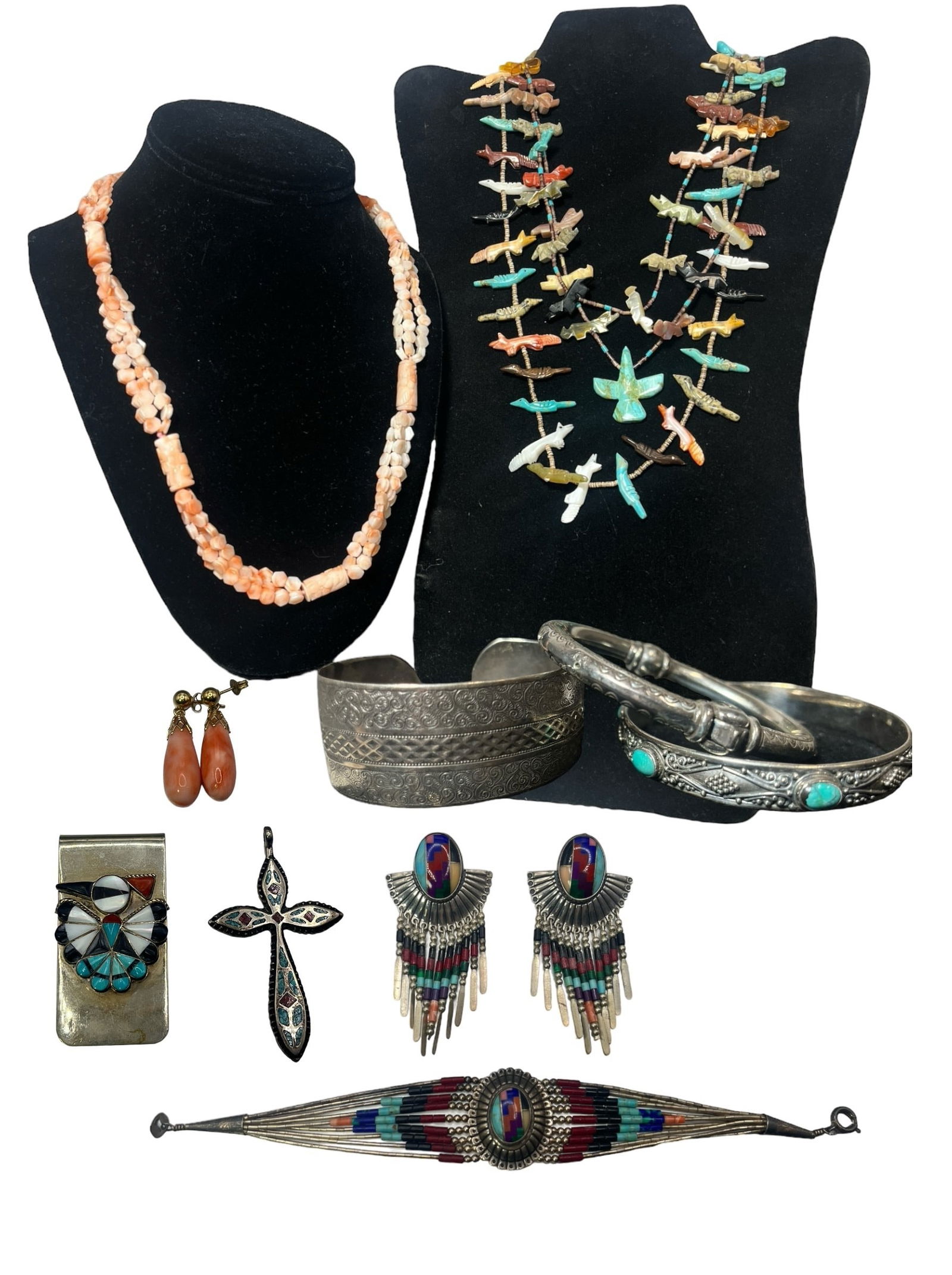 Collection Vintage Native American Sterling Silver, 14k Gold, Turquoise, Coral Jewelry (1 of 11)