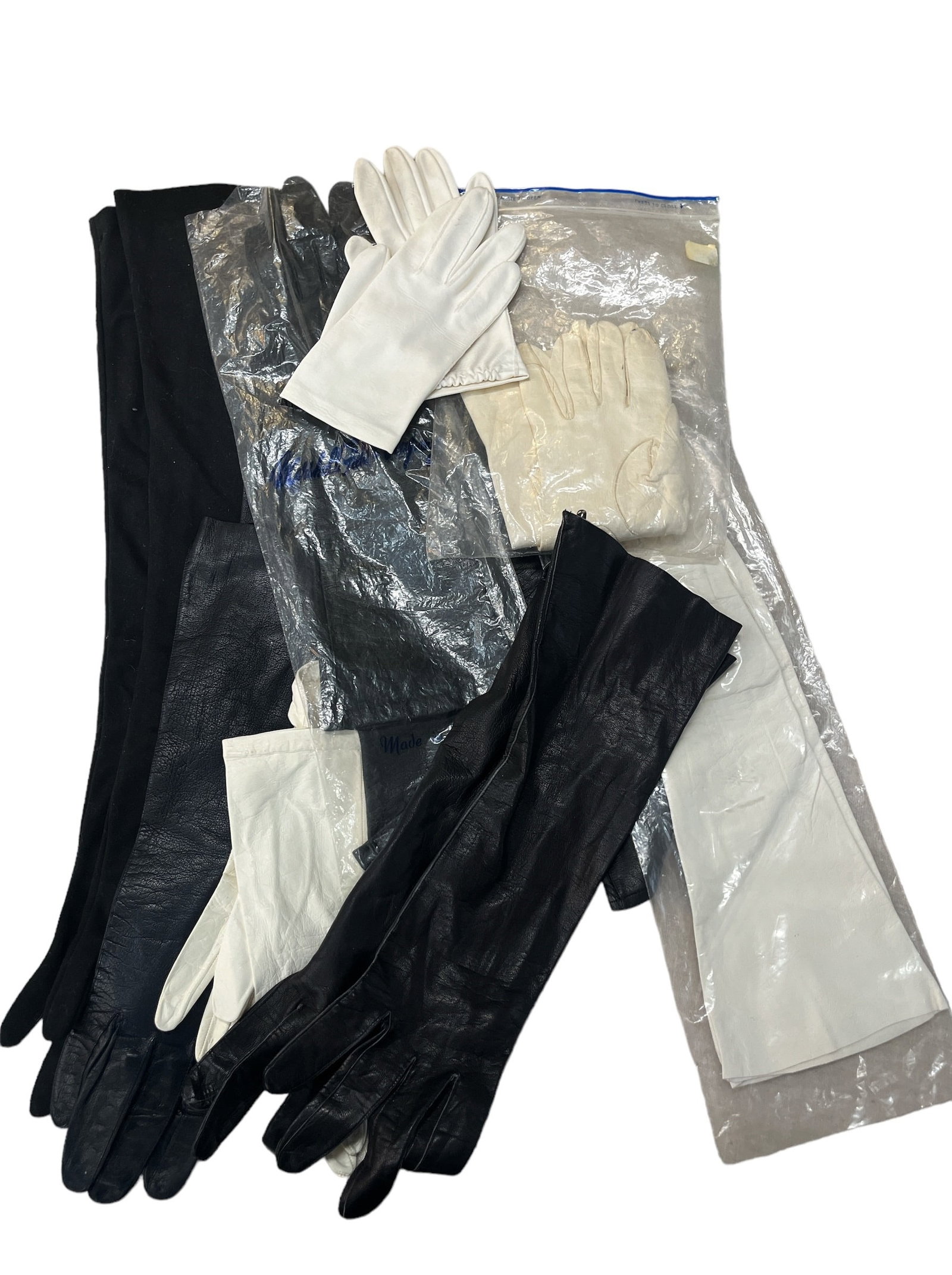 Collection Vintage Leather and Cloth Gloves, MARSHALL FIELD AND CO: Longest glove measures approx. 23' L. Includes Marshall Field & Co.