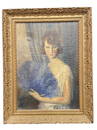 1920's Oil on Canvas Portrait of a Debutante Woman, Austin Estate