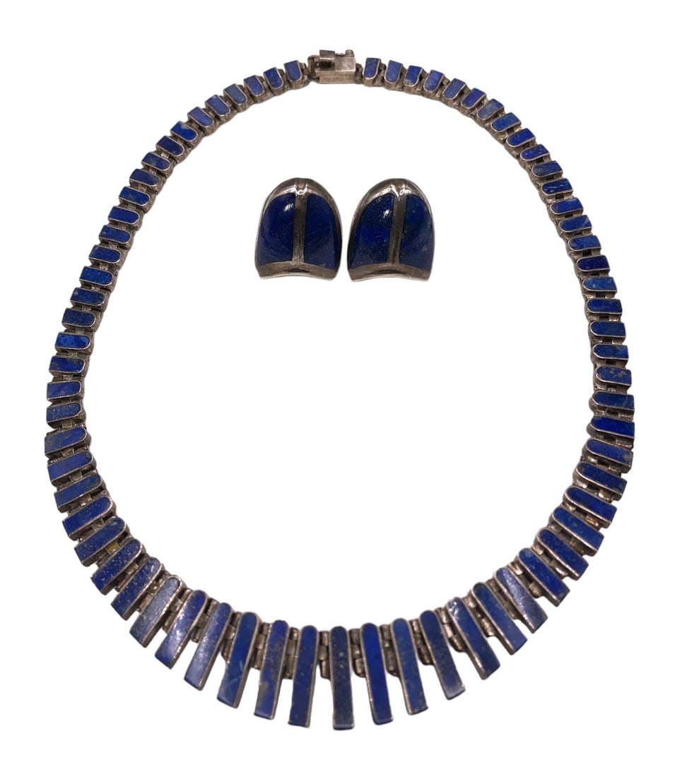 Vintage Sterling Silver, Lapis Lazuli Demi Parure (1 of 4)