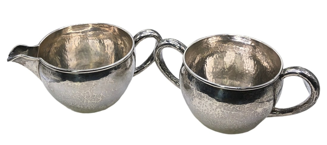 Hand Wrought Sterling Silver Sugar and Creamer Set (1 of 4)