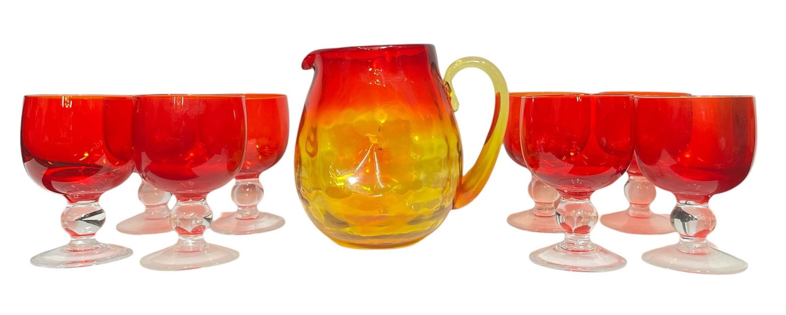 Collection Mid Century Red Glassware, Amberina Pitcher (1 of 5)