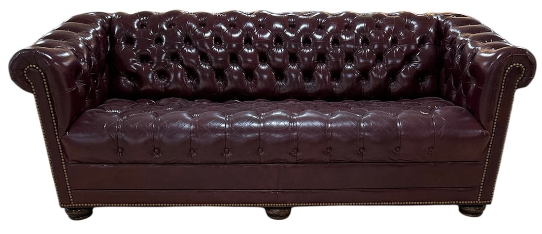 HANCOCK & MOORE Burgundy Leather Chesterfield Sofa / Couch (1 of 11)