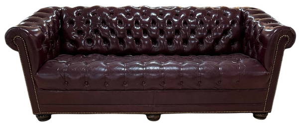 HANCOCK & MOORE Burgundy Leather Chesterfield Sofa / Couch