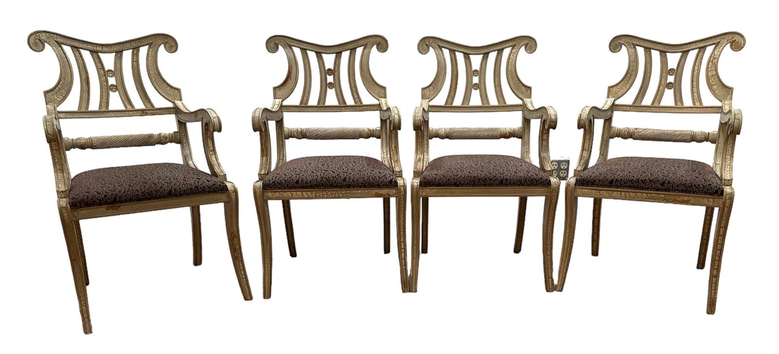 COUNCILL Set of 4 New Orleans Chairs: 37.5"h to back, 19"H to seat, 22" W, 19" D.