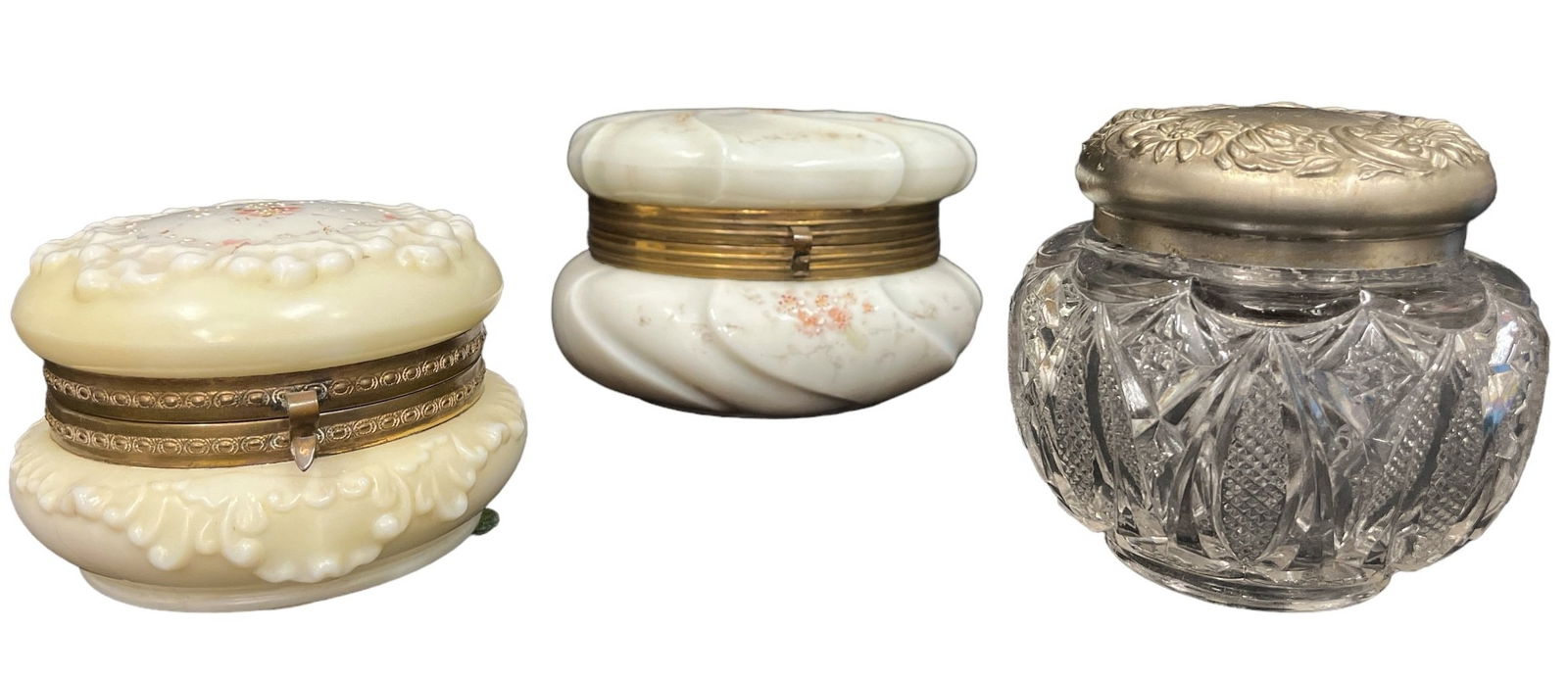 Three Art Nouveau Antique Vanity Dresser Jars, WAVECREST (1 of 8)