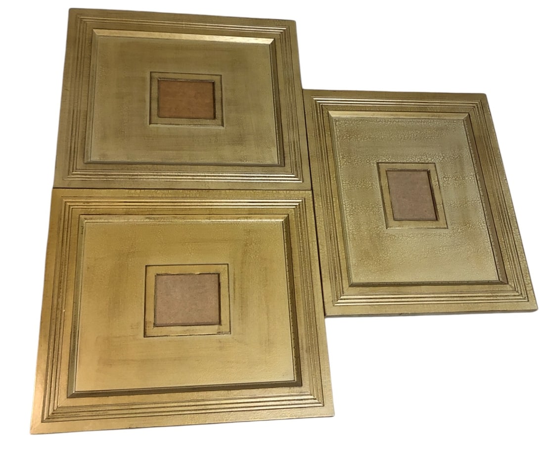 Three Light Wood Frames: 27.5" H x 23.75" W.