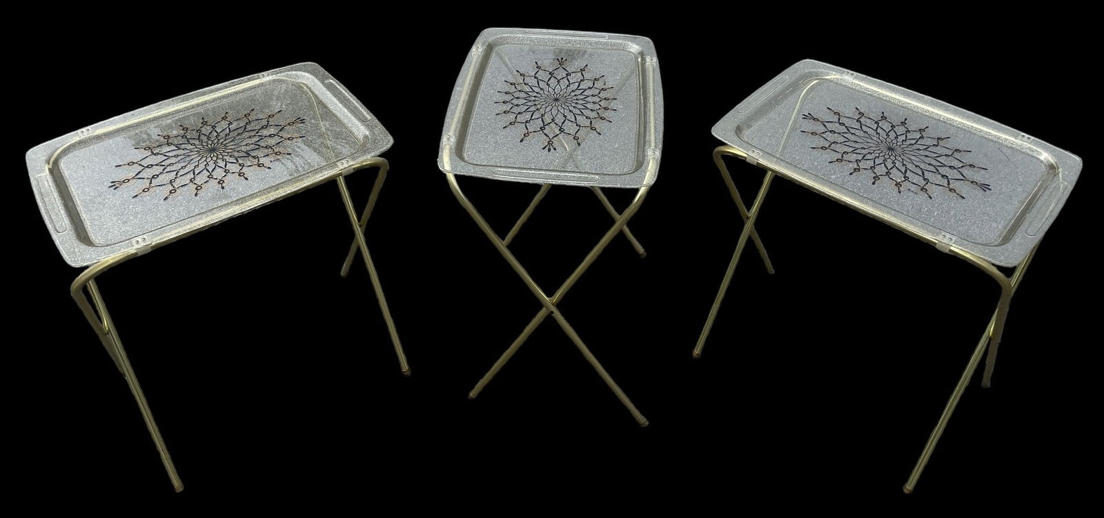 Three Mid Century Lucite TV Tables: 24.5" H x 21.25" W x 16" D.